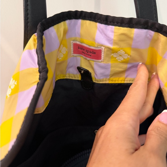 Kate Spade Yellow and Lavender Checkered Tote - Picture 2 of 6